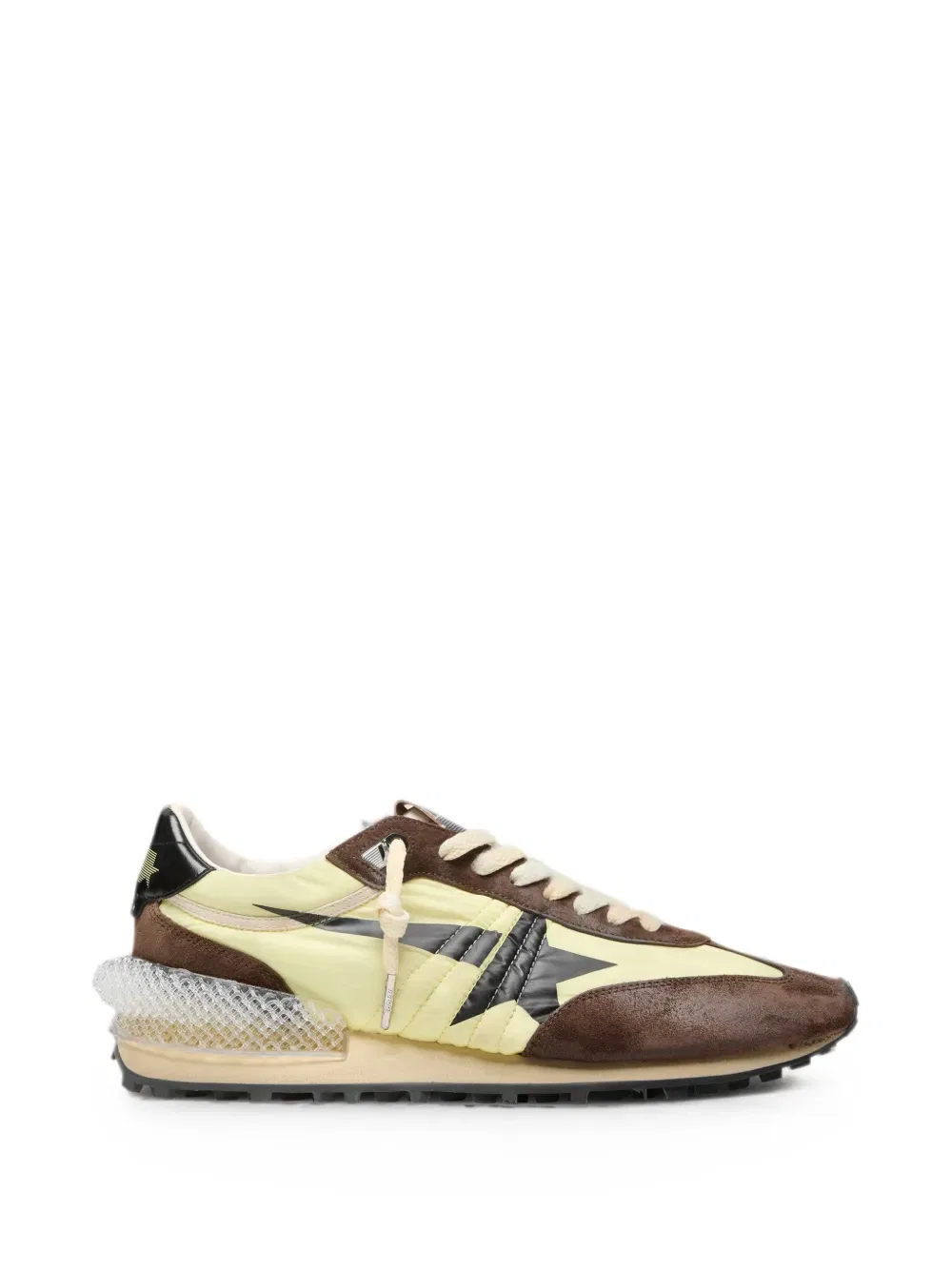 Кроссовки Running marathon nylon upper suede toe and spur leather heel Golden Goose, зеленый