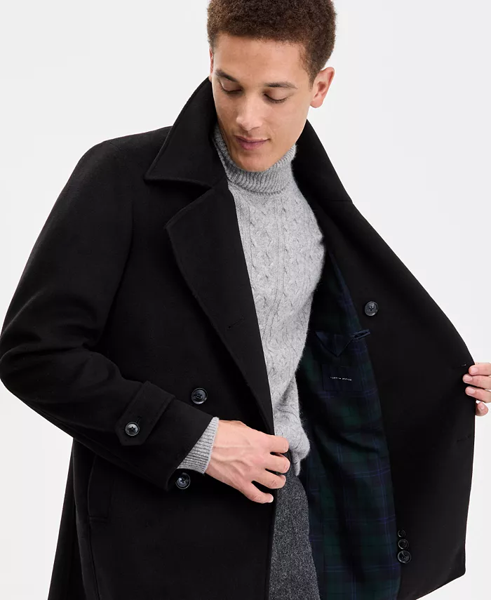 Мужское двубортное пальто классического кроя Tommy Hilfiger, черный — фото 4