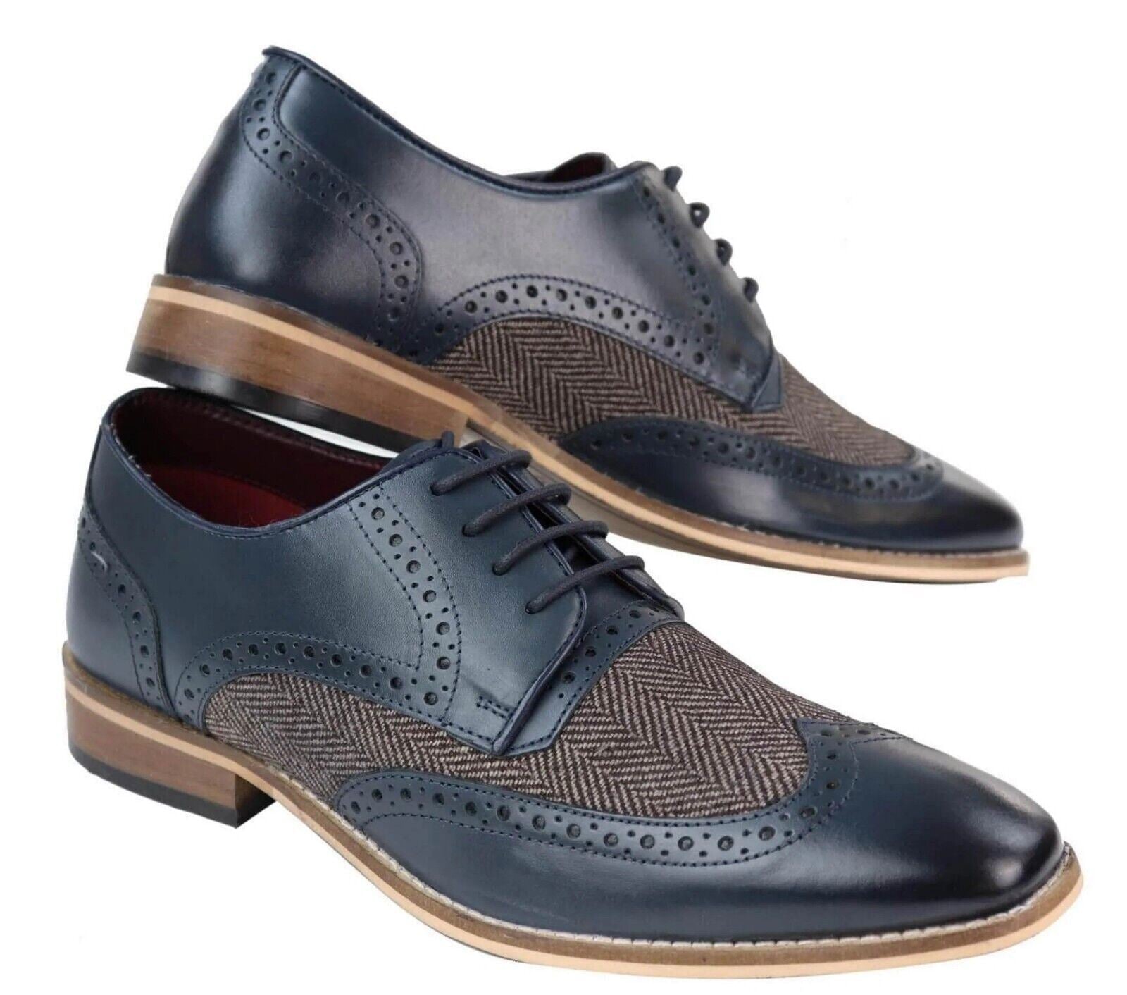 Мужские классические оксфорды Navy Brogue Derby в коричневой коже House Of Cavani — фото 2