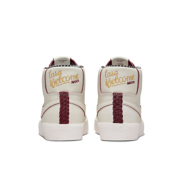 Кроссовки Nike x Welcome Skateboarding Zoom Blazer Mid SB 'Casa Welcome Madrid', цвет sail/dark beetroot/white — фото 4