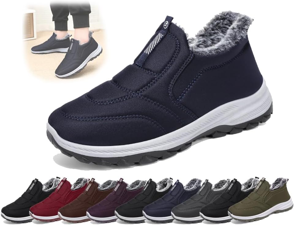 

Женские и мужские зимние ботинки, зимние походные слипоны, удобные теплые ботильоны на меху, легкие водонепроницаемые ботинки Generic, синий