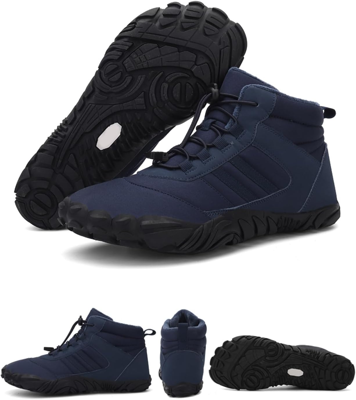 

Женские и мужские зимние ботинки для ходьбы с широким носком, обувь для снега, нескользящие теплые спортивные ботинки на меховой подкладке для походов и прогулок на открытом воздухе Generic, темно-синий