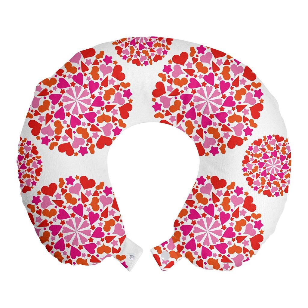 

ABAKUHAUS Подушка для путешествий на День святого Валентина, поддержка шеи, Hearts in Your Circle, пенопластовые дорожные принадлежности для самолета и автомобиля, 30x30 см, ярко-розовый