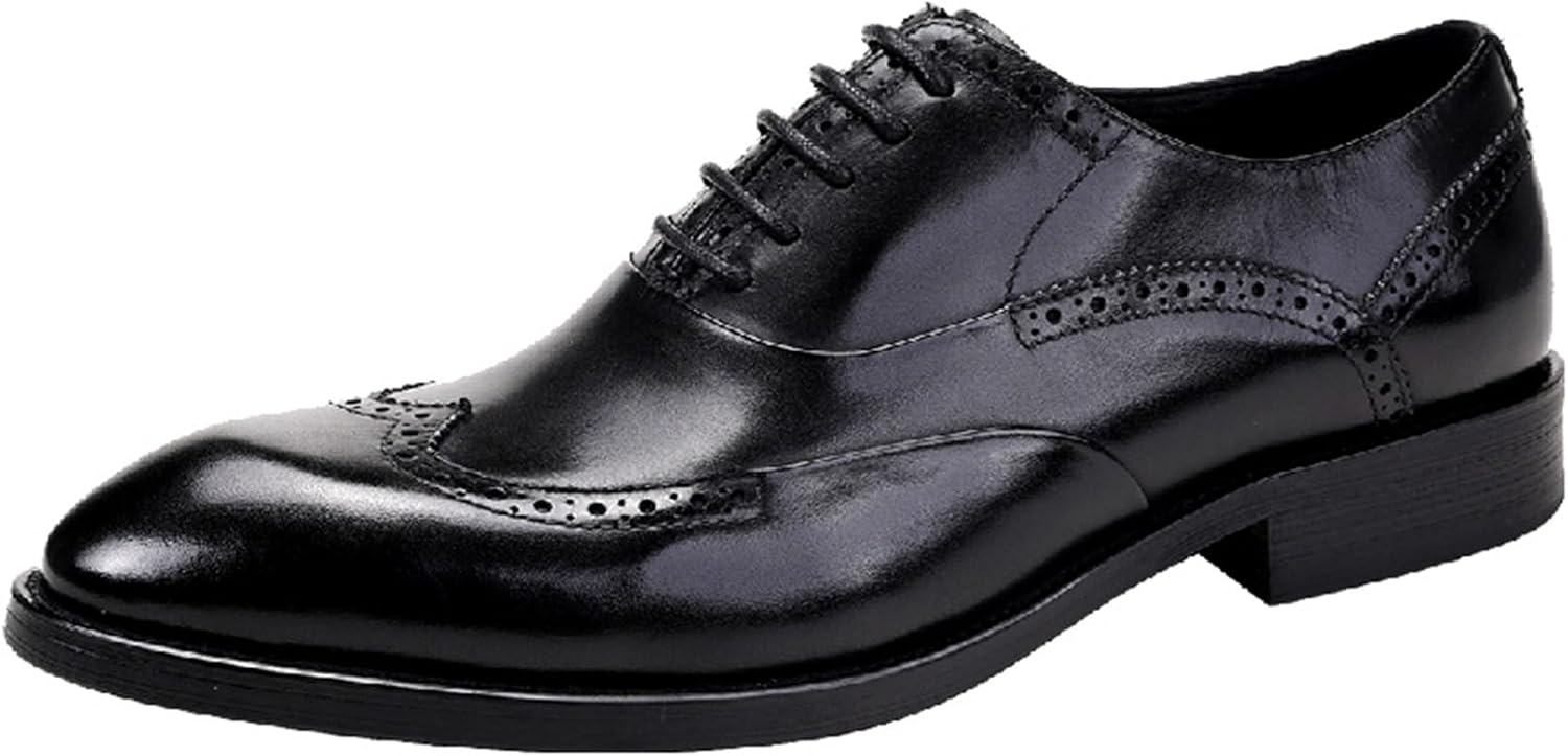 

Мужские оксфорды из натуральной кожи с брогированием, шнуровкой и крылышками, туфли к смокингу для офиса и деловой работы Hlasmspe, черный