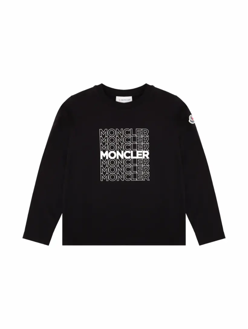 

Хлопковый лонгслив с логотипом Moncler, черный