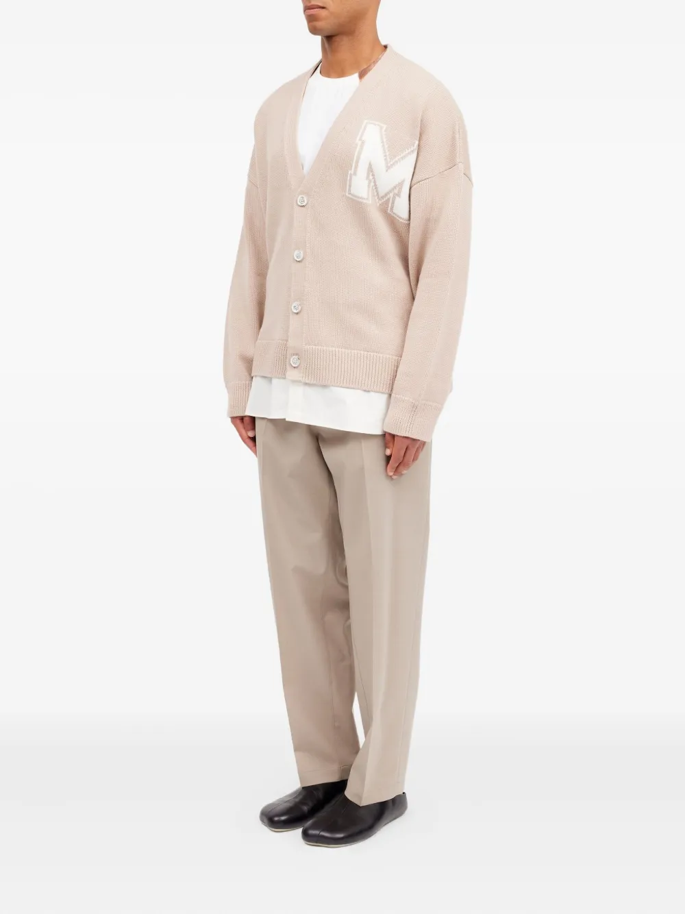 Кардиган с V-образным вырезом Mm6 Maison Margiela, бежевый — фото 3