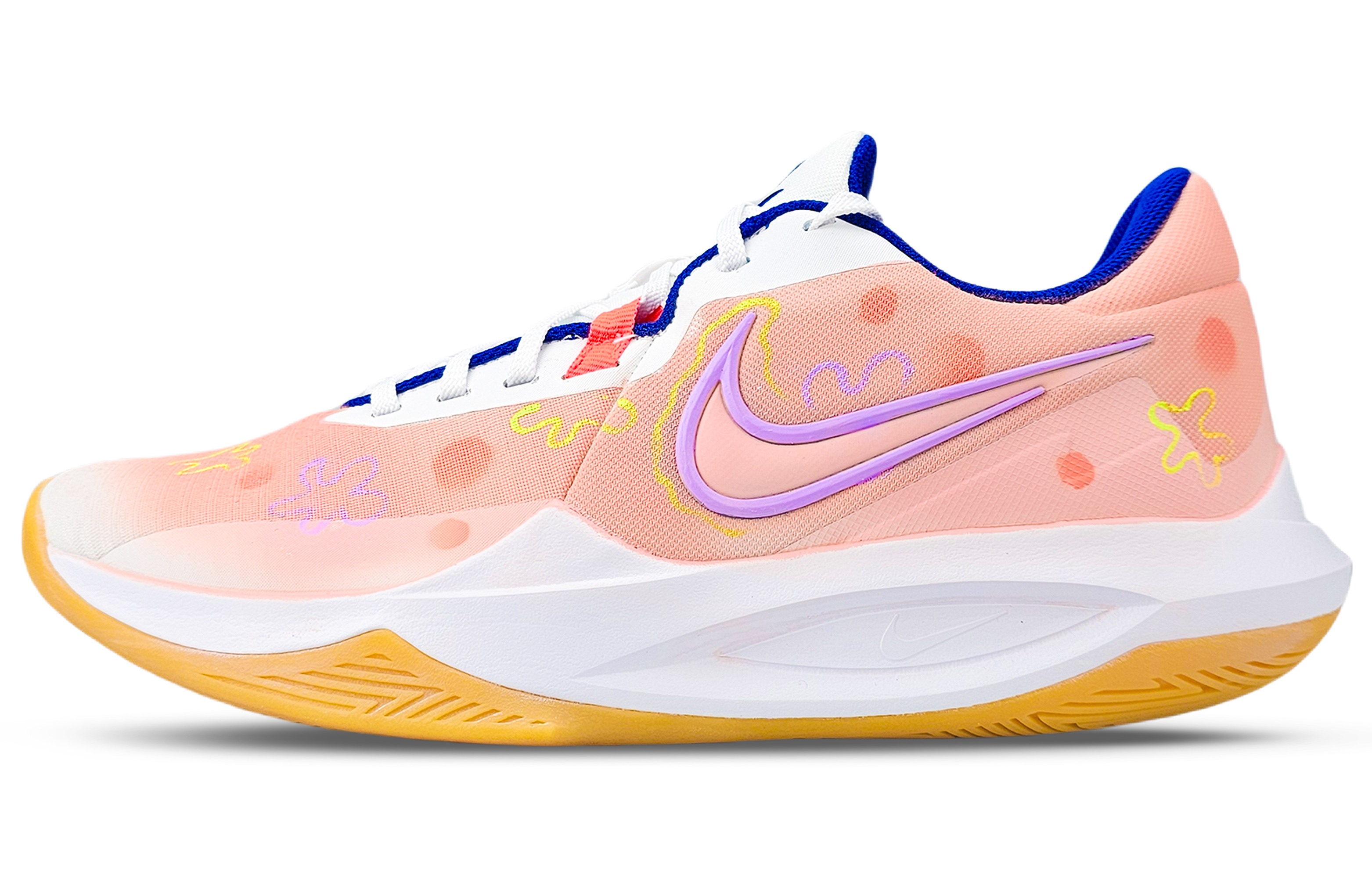 

Nike Баскетбольные кроссовки Precision 6 с низким верхом, устойчивые к истиранию, мужские, розово-желтые