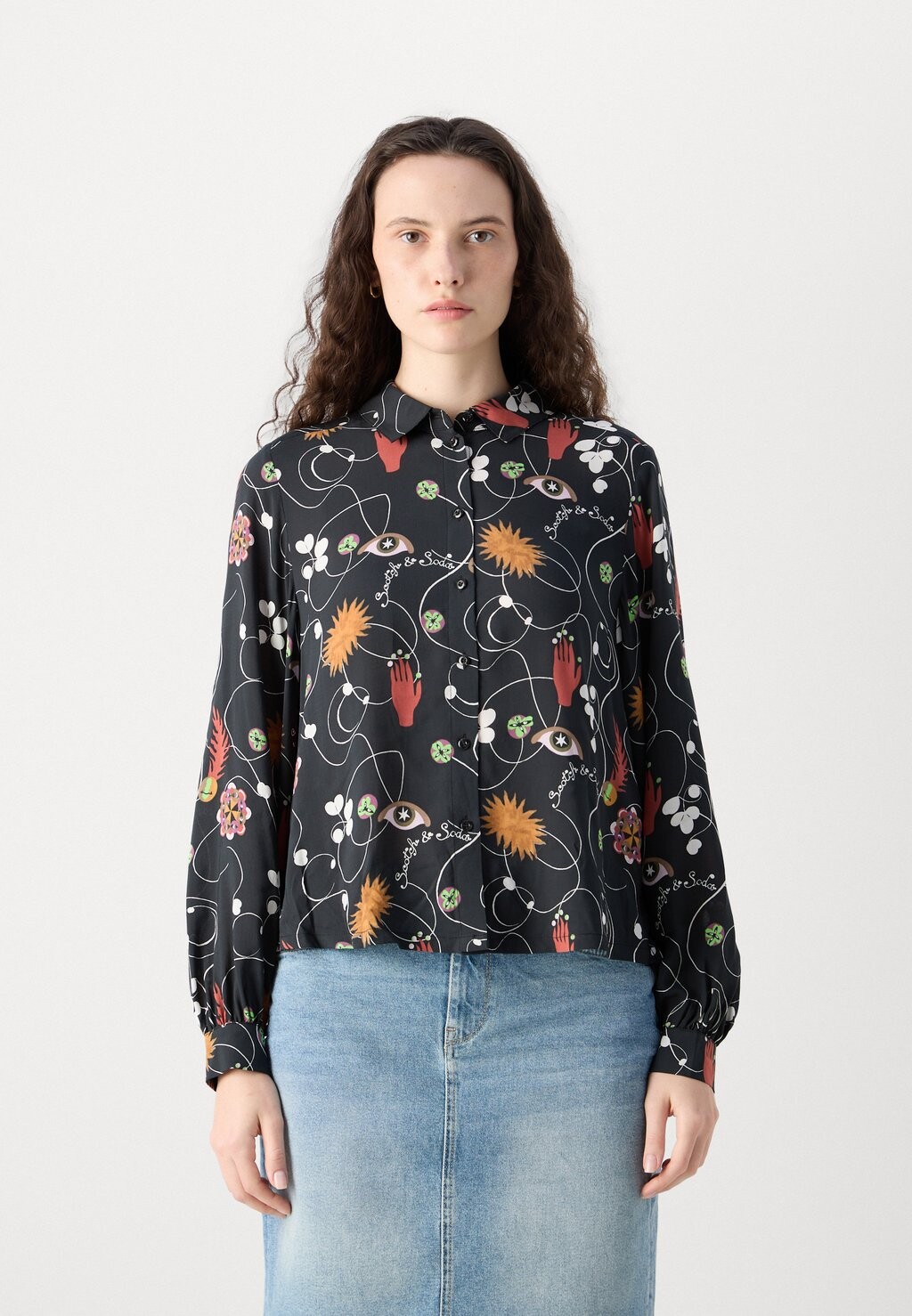 

Блузка на пуговицах PRINTED BALLOON SLEEVE SHIRT Scotch & Soda, мультиколор