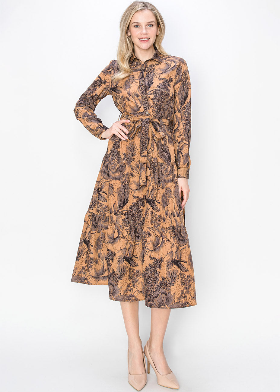 

Платье-миди Sketch Floral Rust Yal New York