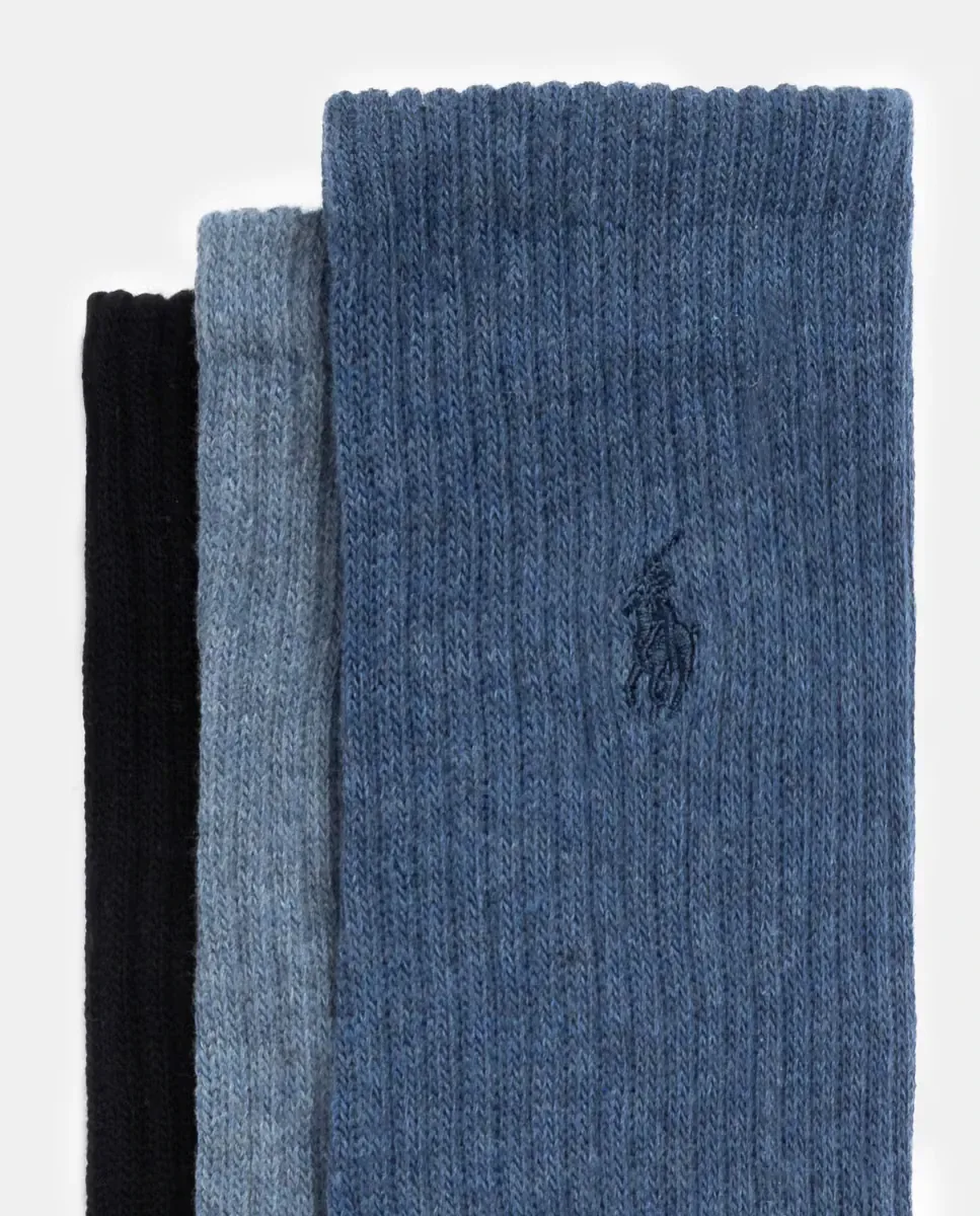 Упаковка из трех мужских коротких носков с принтом Polo Ralph Lauren, мультиколор — фото 3
