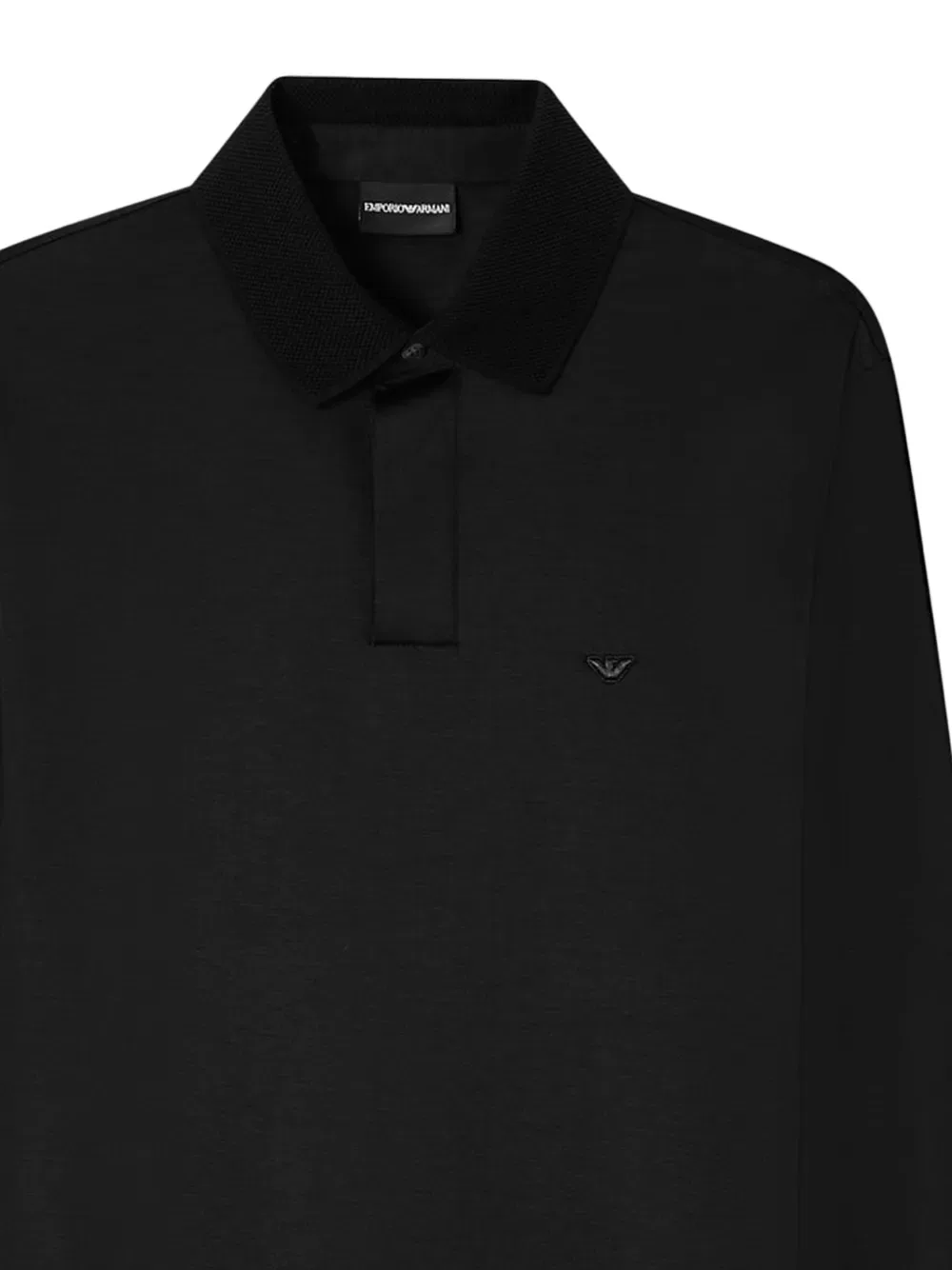 Рубашка-поло с длинным рукавом и логотипом Emporio Armani, черный — фото 2