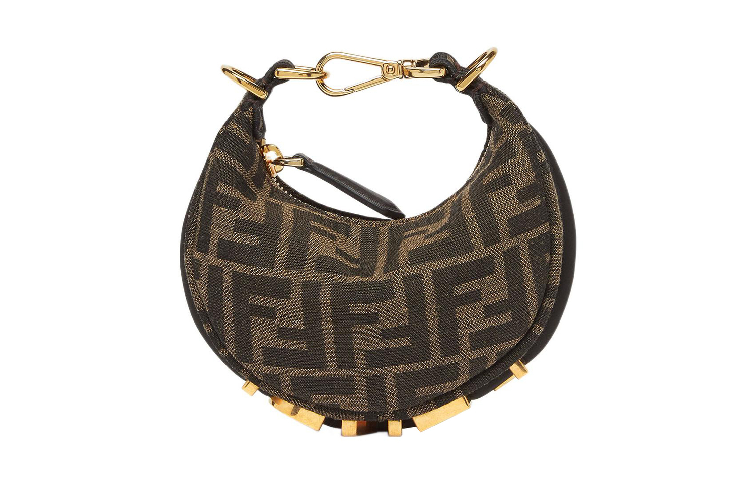 FENDI Graphy Fabric Crescent Bag Handbag Wrist Bag Extra Mini Women's Brown — фото 2