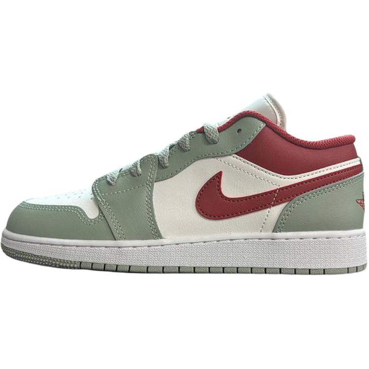 Jordan Air 1 Low top детские баскетбольные кроссовки White Green Red для подростков