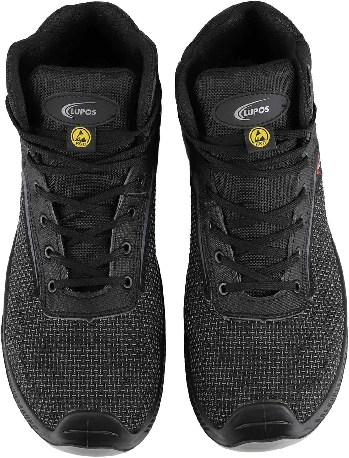 Отличные мужские защитные ботинки Lupos Spike Safety Shoes S3S ESD, без металлических деталей, водонепроницаемые и защищают пальцы от влаги, воздухопроницаемые, безмасляные, с антистатической подкладкой из полиуретана, черный/серый — фото 3