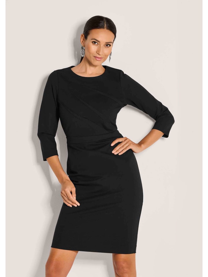 

MADELEINE Облегающее трикотажное платье с круглым вырезом, черного цвета