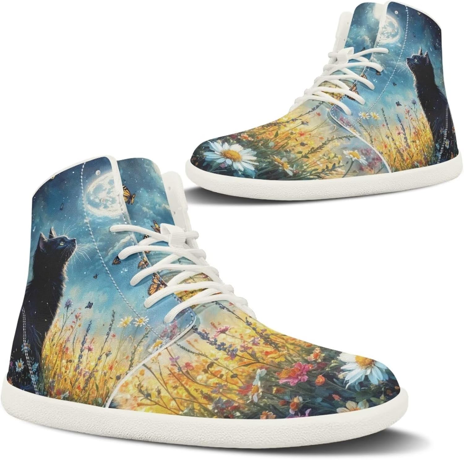 

Кроссовки для женщин и мужчин Qoiuvncy, Cat Wildflowers