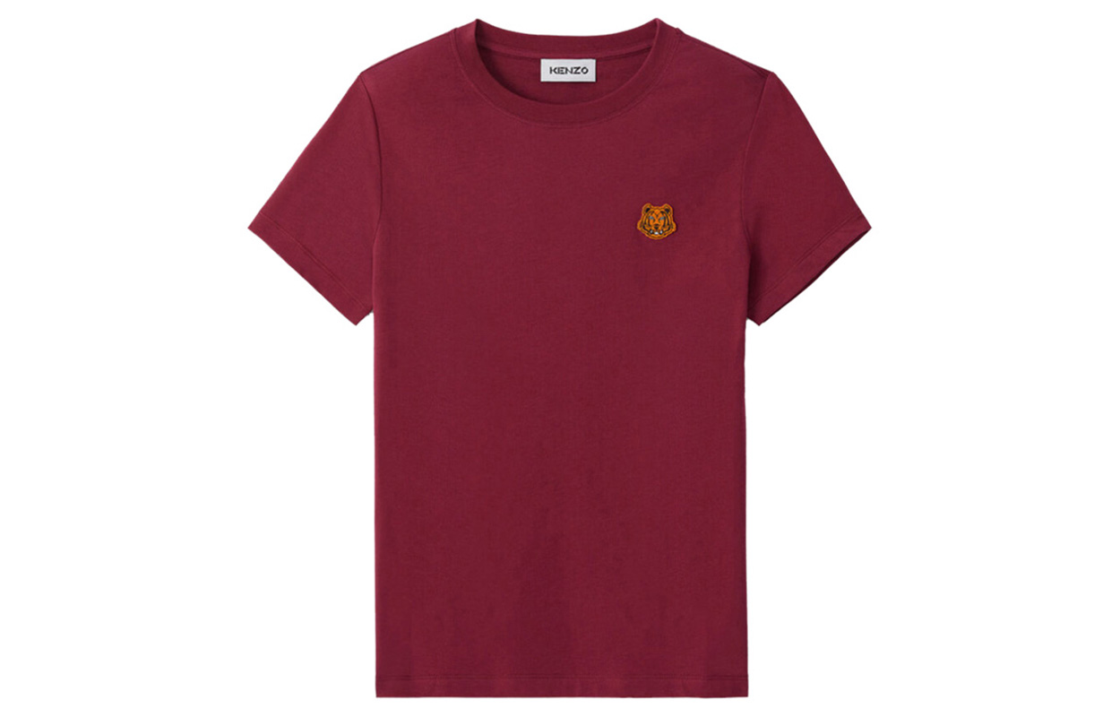 

Футболка женская KENZO с вышивкой тигра, бордовый, Красный, Футболка женская KENZO с вышивкой тигра, бордовый