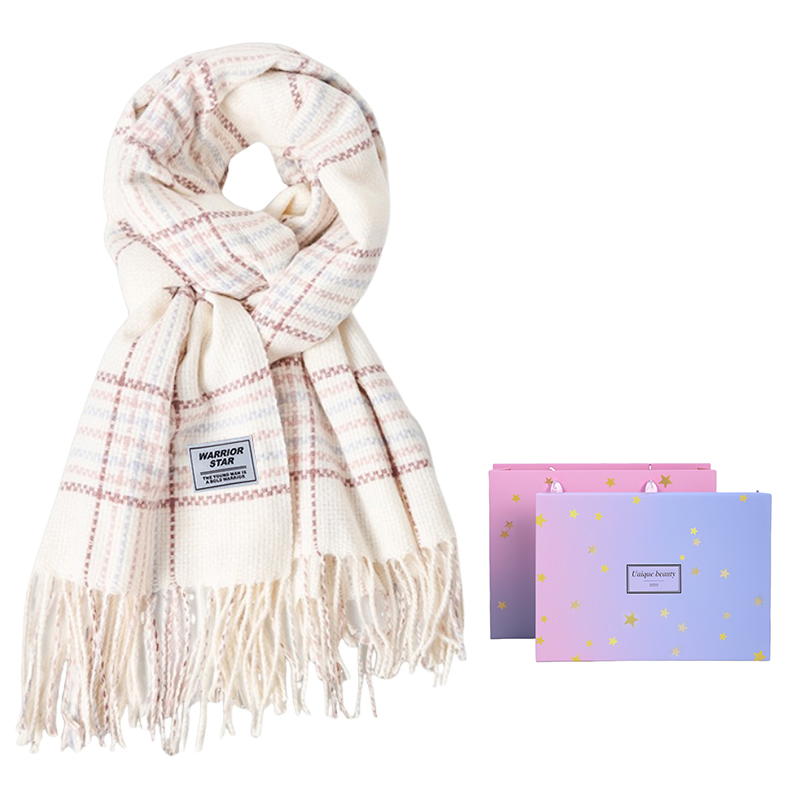 

Вязаный шарф из полиэстера для женщин Warrior, розовый белый plaid[exquisite star box]