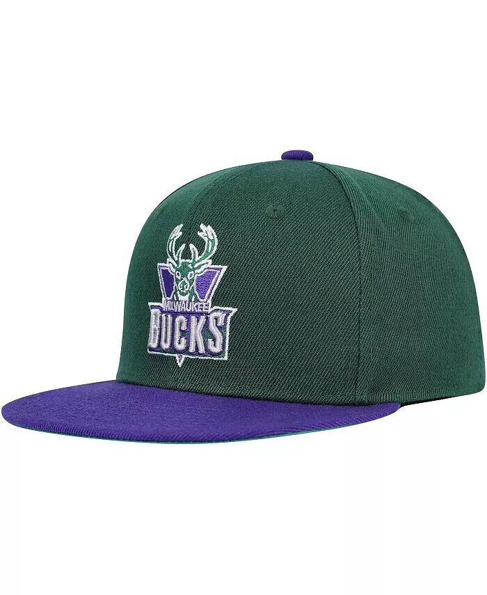 

Двухцветная бейсболка Milwaukee Bucks для больших мальчиков и девочек, охотничье-зеленая, фиолетовая Mitchell & Ness