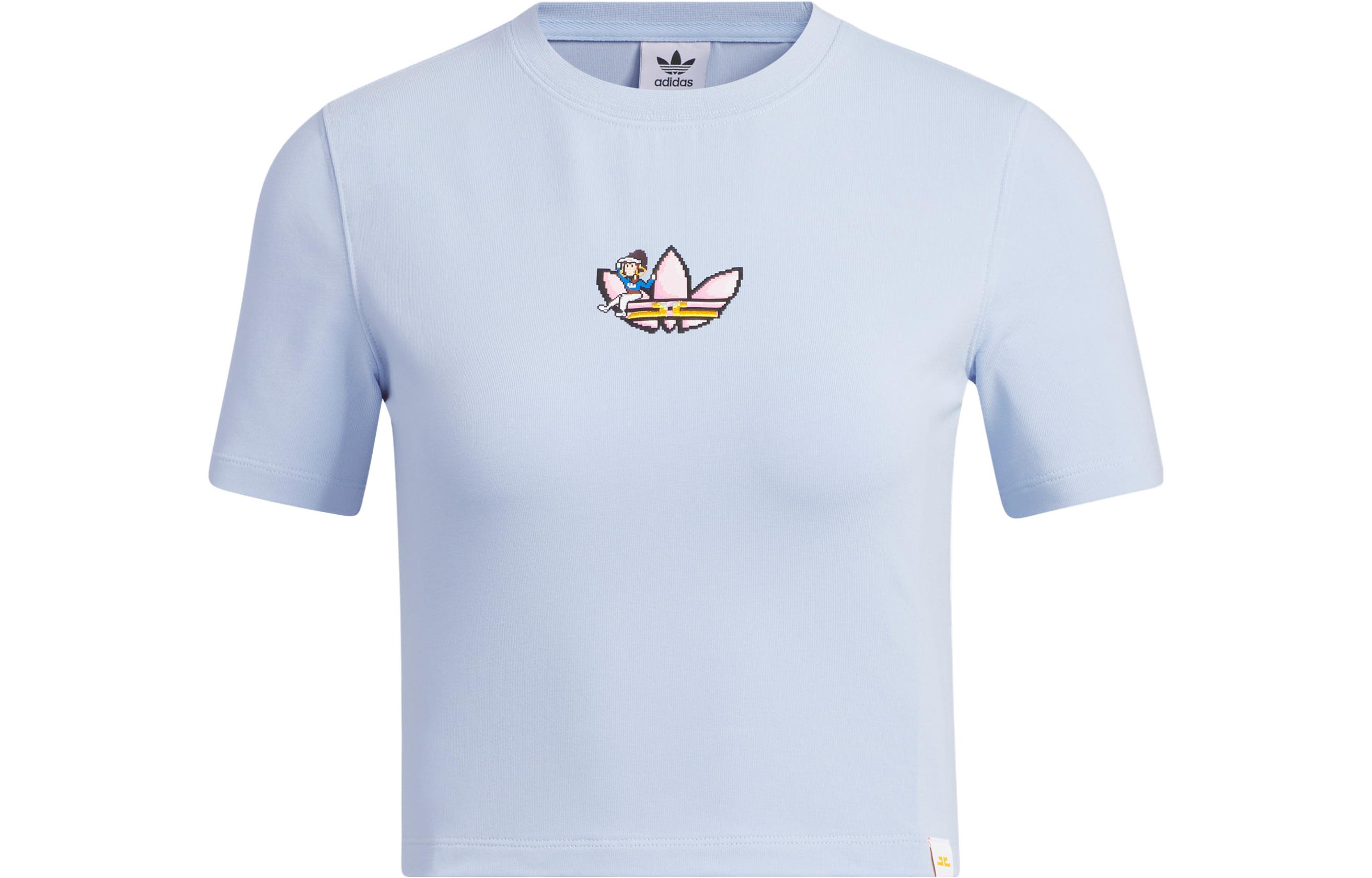 Monkey Kingdom майки-кроп женщины голубой Adidas Originals, светло-розовый/синий — фото 3
