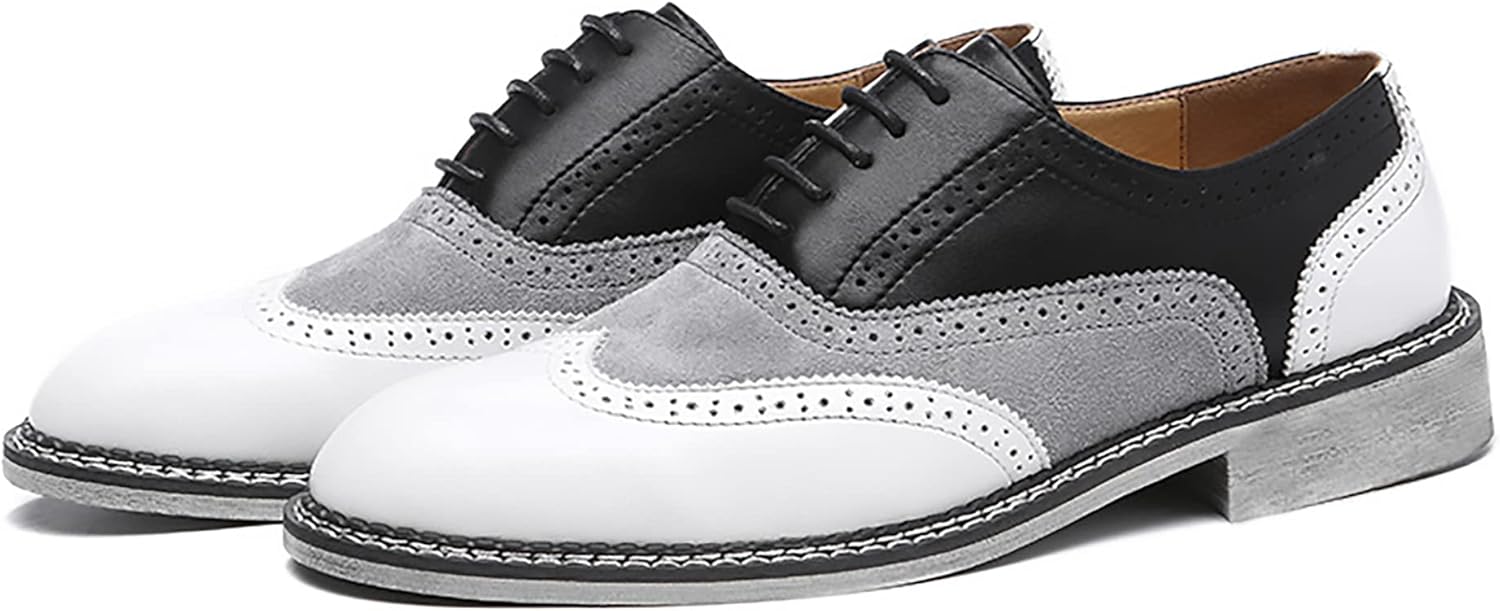 

Мужские оксфордские кроссовки QHBPMGAD в классическом стиле- стильные оксфорды с перфорацией, повседневные замшевые туфли для работы и путешествий, отличный подарок, белый