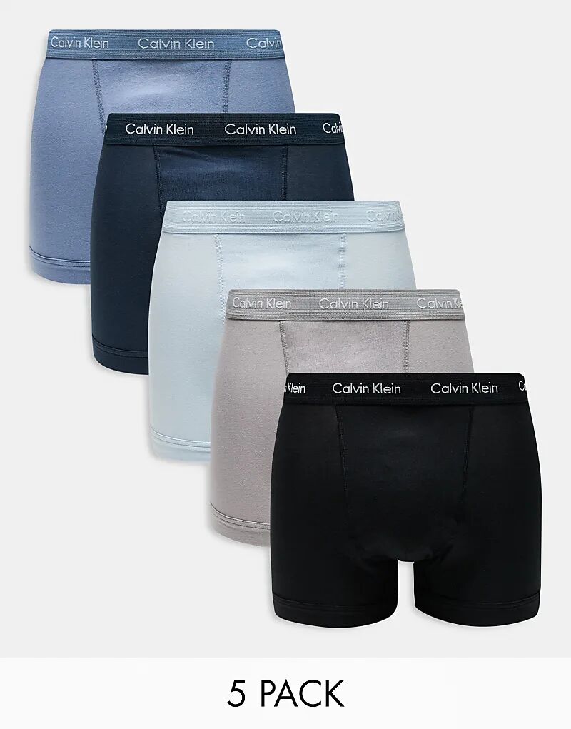 

Упаковка из 5 хлопковых трусов-слайдов синего/нейтрального цвета Calvin Klein