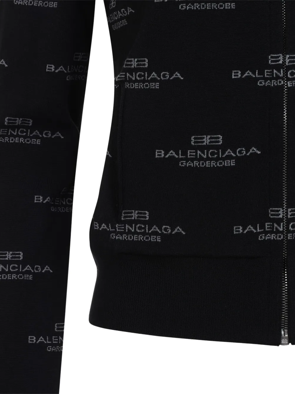 Кардиган с жаккардовым логотипом BALENCIAGA, черный — фото 4