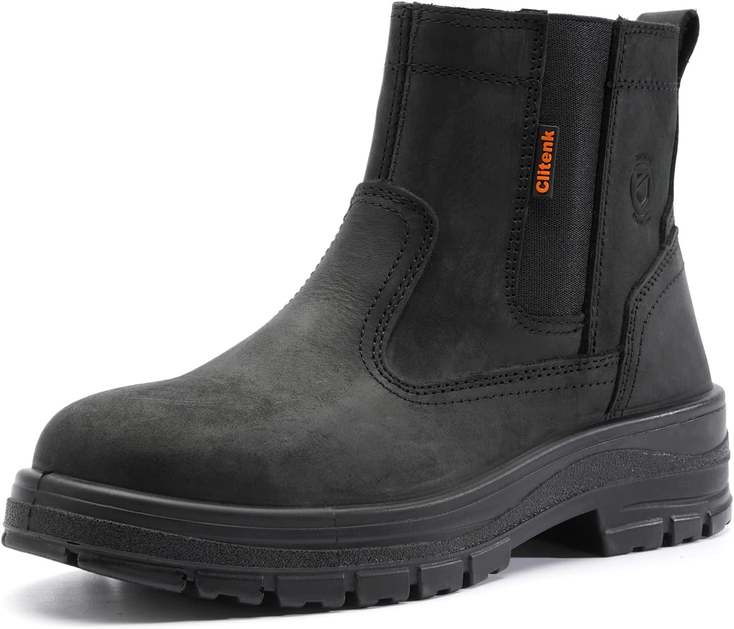 

Мужские ботинки с металлическим носком, водонепроницаемые, 15 см, из обработанной полной кожи, с удобной посадкой, противоскользящие, проколостойкие, дышащие, комфортные, легкие ботинки для работы на улице Clitenk, черный