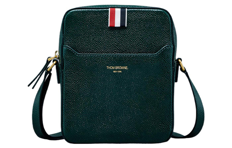 

THOM BROWNE Сумка через плечо мужская green из телячьей кожи full grain