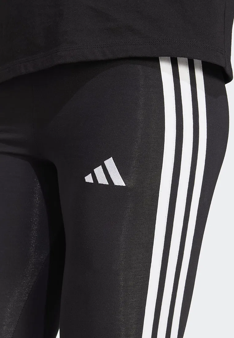 Леггинсы хлопковые с тремя полосками, Essentials, adidas, черный — фото 3