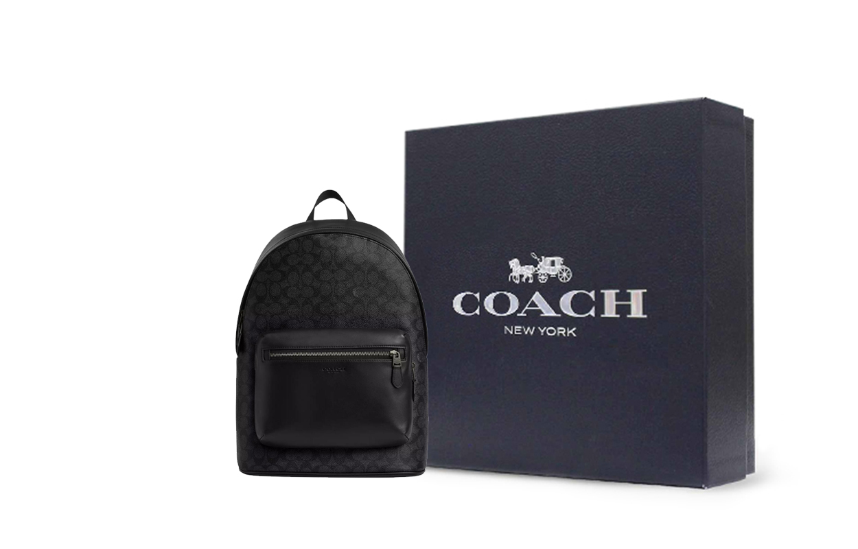 

COACH Западный рюкзак из прорезиненной ткани Унисекс Угольный