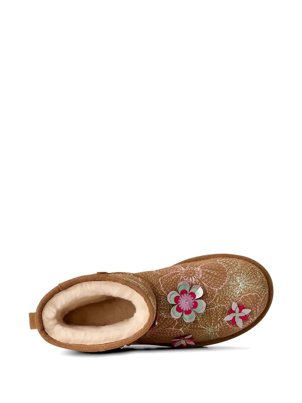 Угги Classic Mini с цветочной аппликацией UGG, коричневый — фото 2