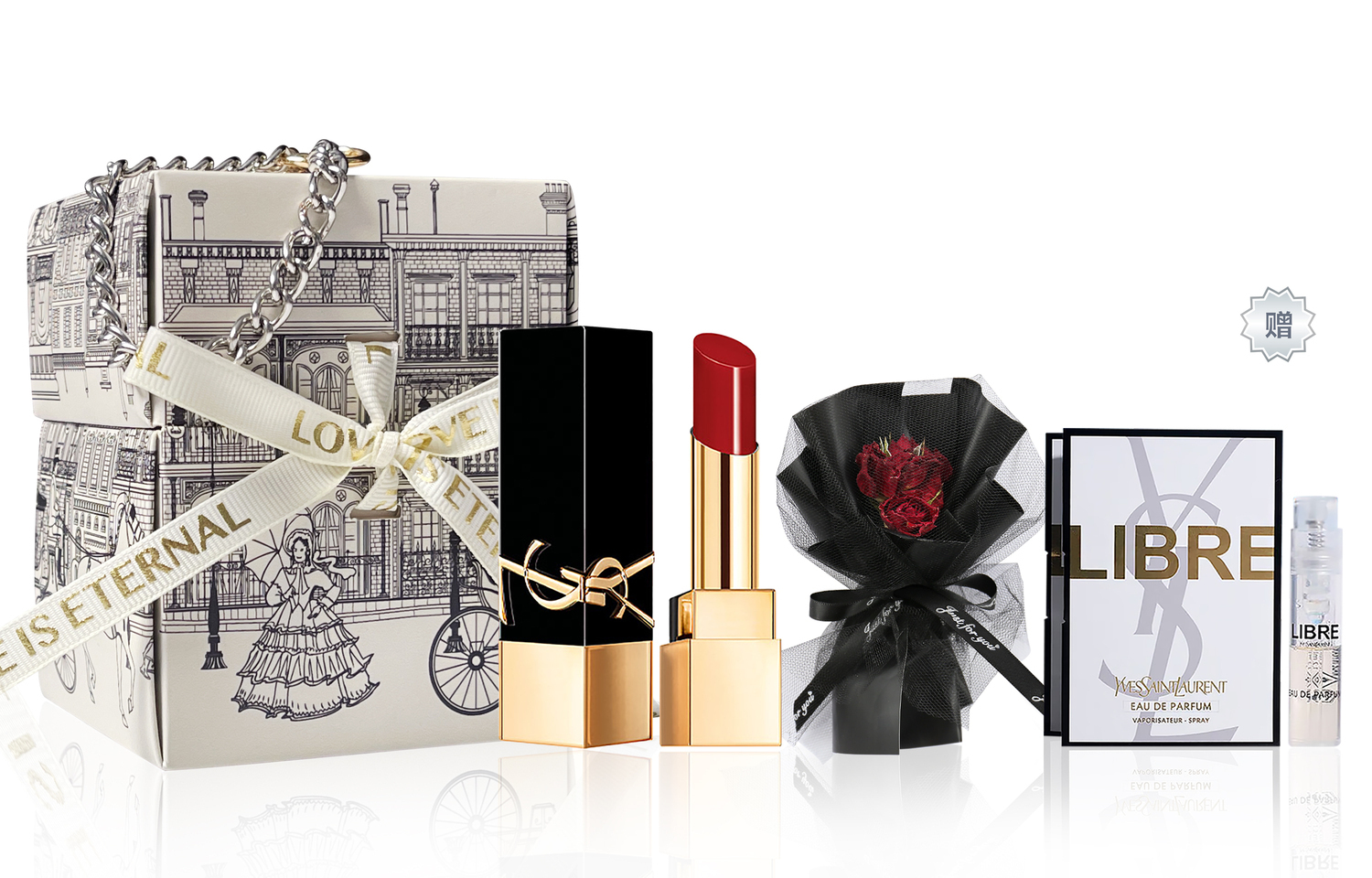 SAINT LAURENT Набор пробников помады Diamond Camellia Box матовый легко растушевывается стойкий цвет не оставляет следов — фото 4