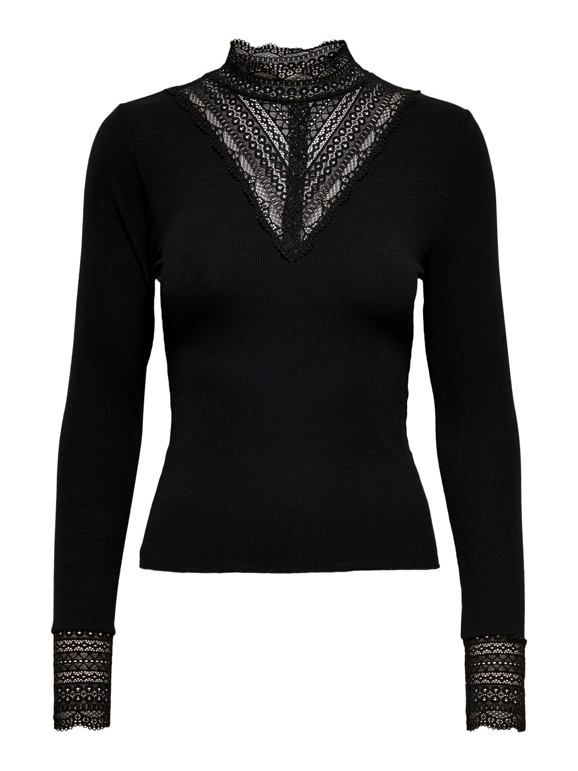 

Футболка ONLY Design Longsleeve mit Spitze ONLTILDE LACE TOP Oberteil, черный