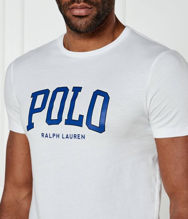 Футболка мужская Polo Ralph Lauren облегающего кроя с логотипом бренда, белый — фото 4