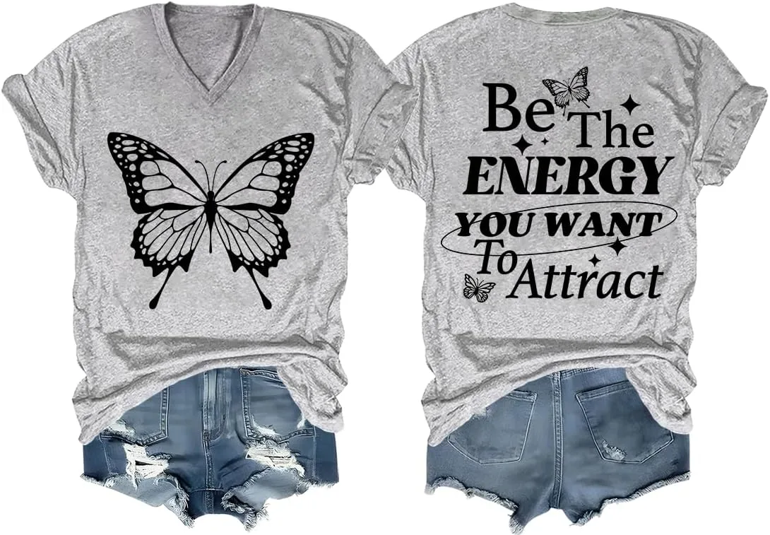 

Футболка с V-образным вырезом и бабочкой