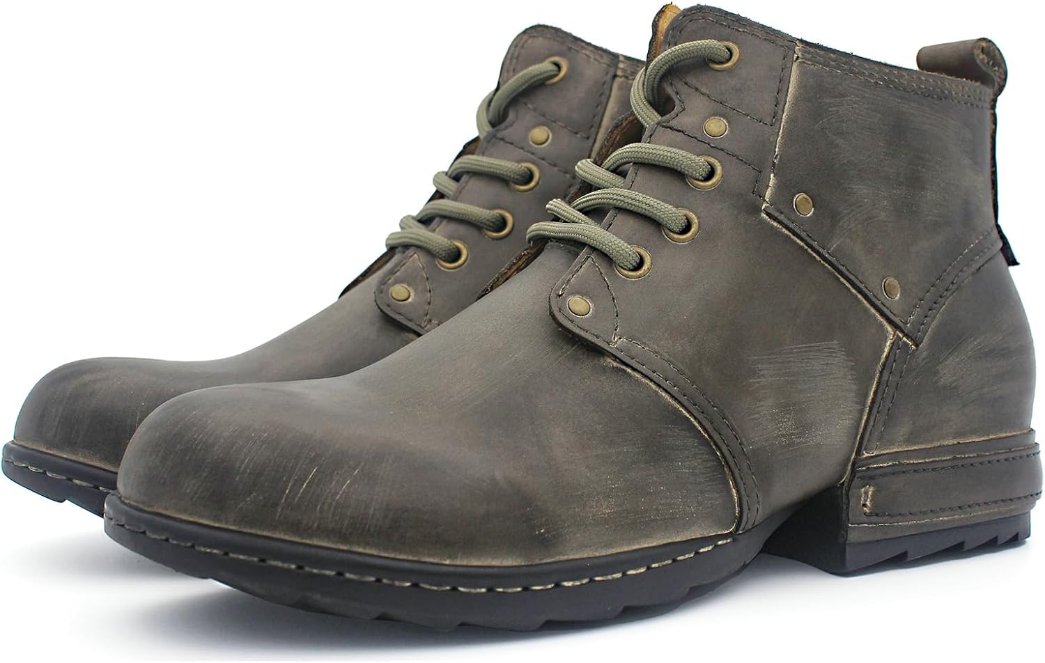 

Мужские мотоциклетные ботинки, модные кожаные ботинки Чакка до щиколотки, повседневные ботинки для езды, шнуровка AF001-3 Psanfawq, зеленый