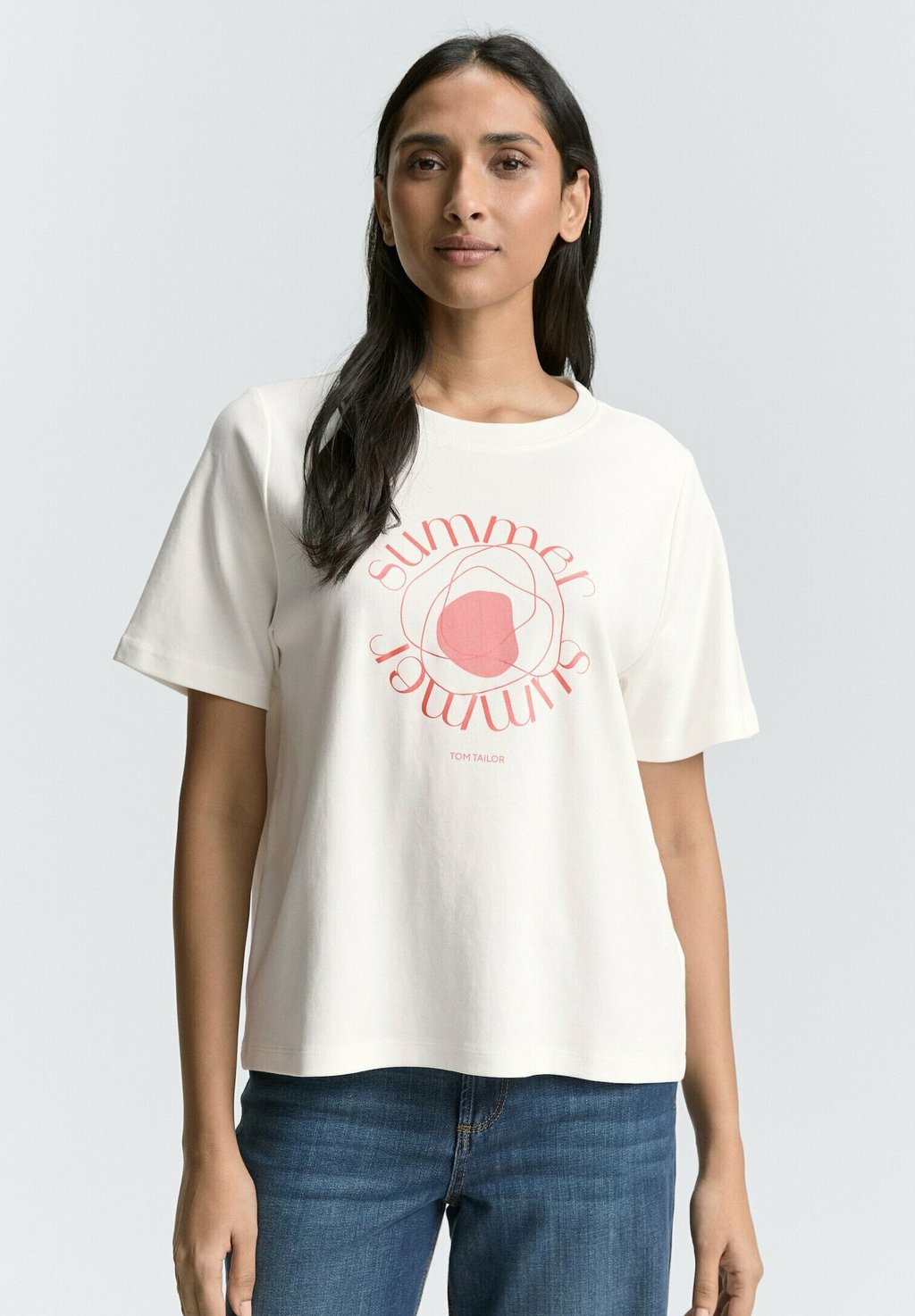 

Футболка с принтом CREW NECK TOM TAILOR, кремовый