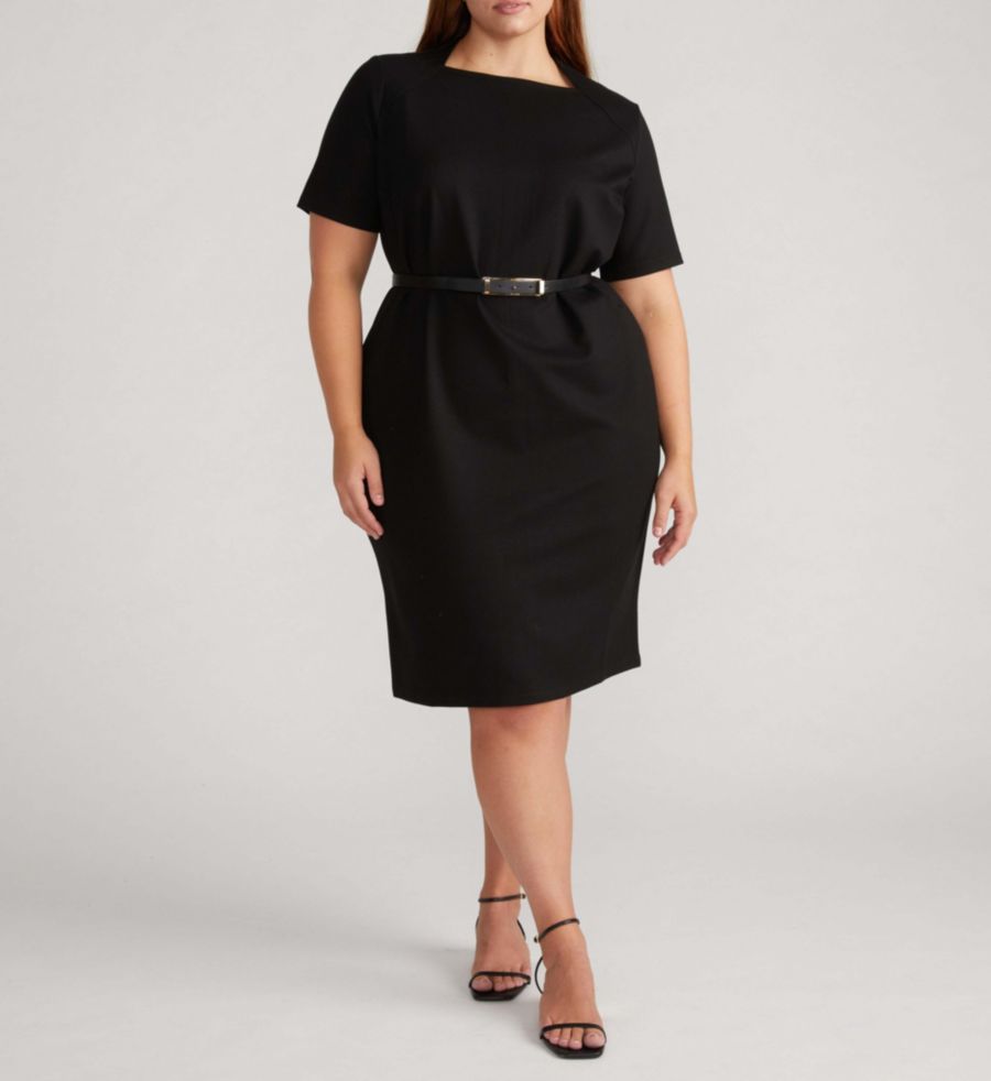 

Платье из ткани понте с воротником-конвертом больших размеров Universal Standard, Black