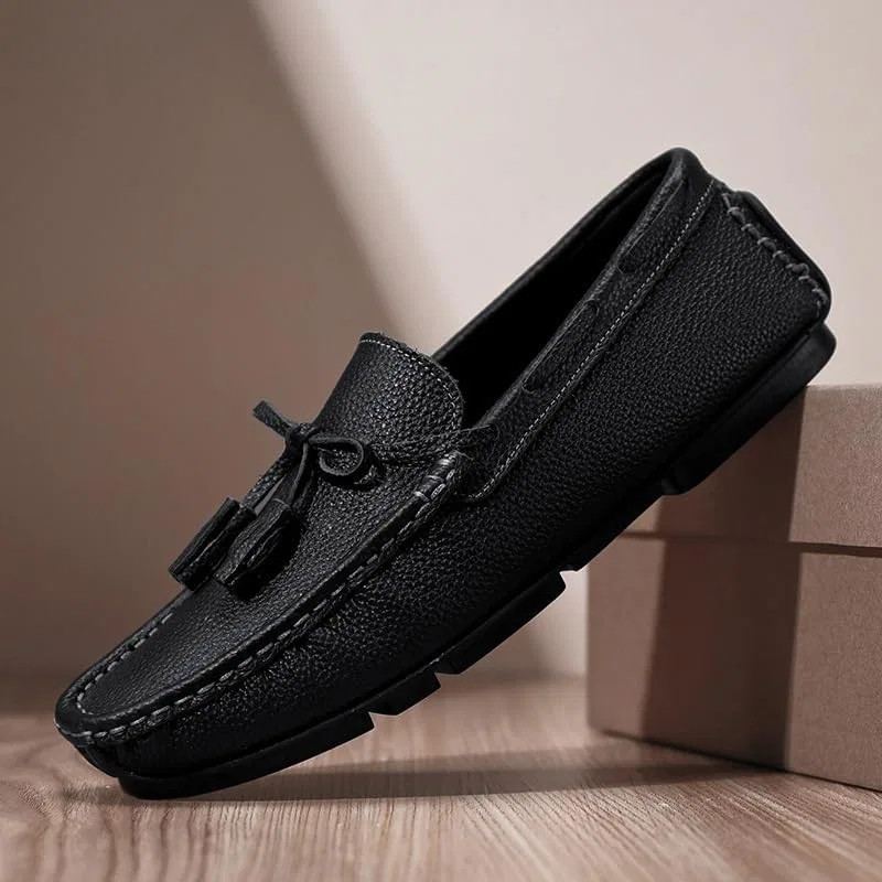 Лоферы мужские квадратный носок Loafers for Men, Black SayfuR — фото 4