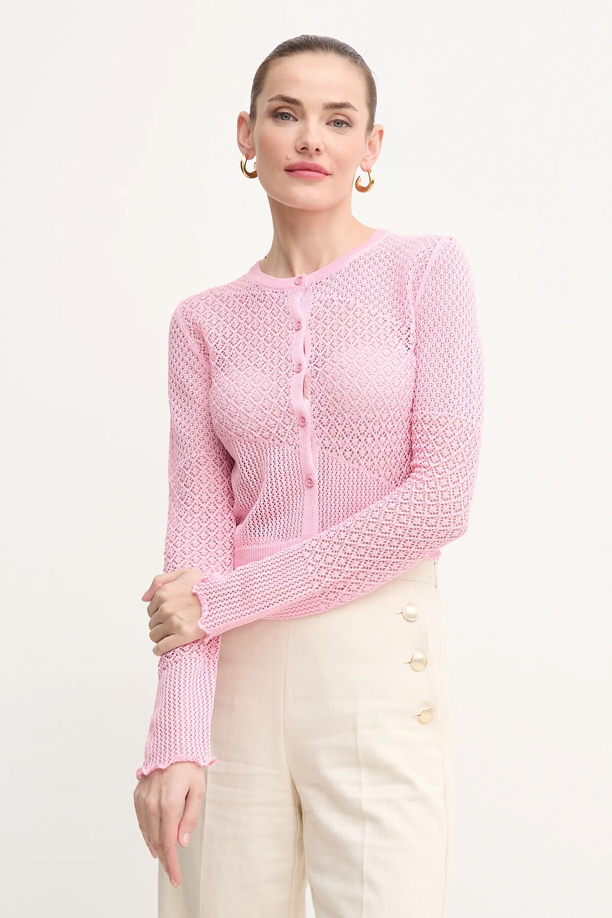 

Розовый кардиган Pinko, розовый