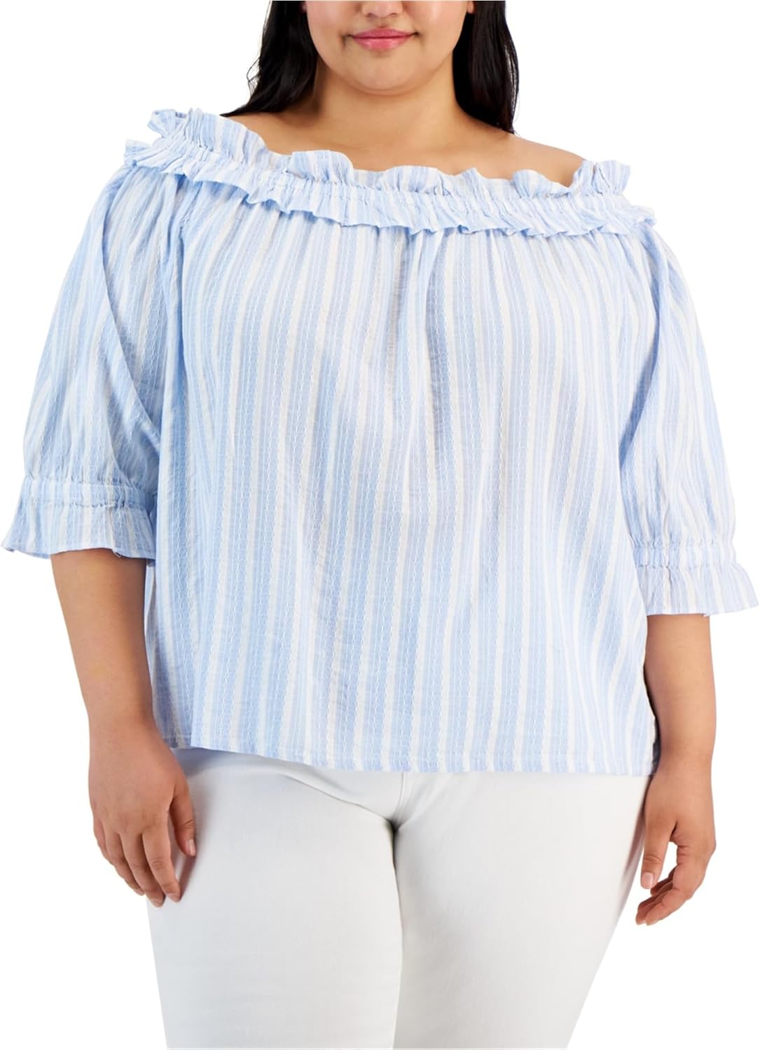 

Женская блузка в крестьянском стиле с оборками от Tommy Hilfiger, Brightblue