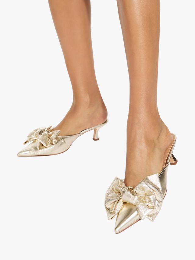 София боу мюлы на каблуке с заостренным носком KG Kurt Geiger, Gold — фото 2