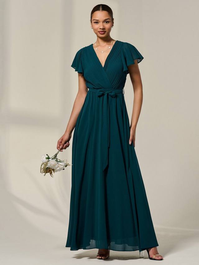 

Платье макси из шифона с рукавами-фонариками Jolie Moi, Dark Green