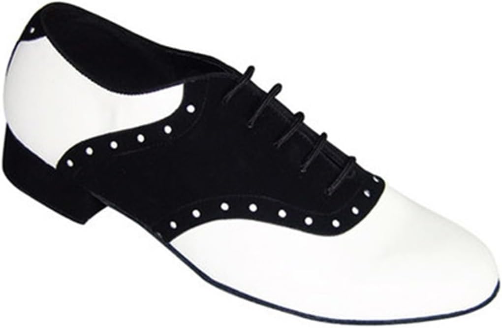 

Мужские туфли для танцев с перфорацией и шнуровкой, стиль Вингтип, для социальных, танго, свадебных, бальных, латинских и современных танцев Mgm-Joymod, белый/черный