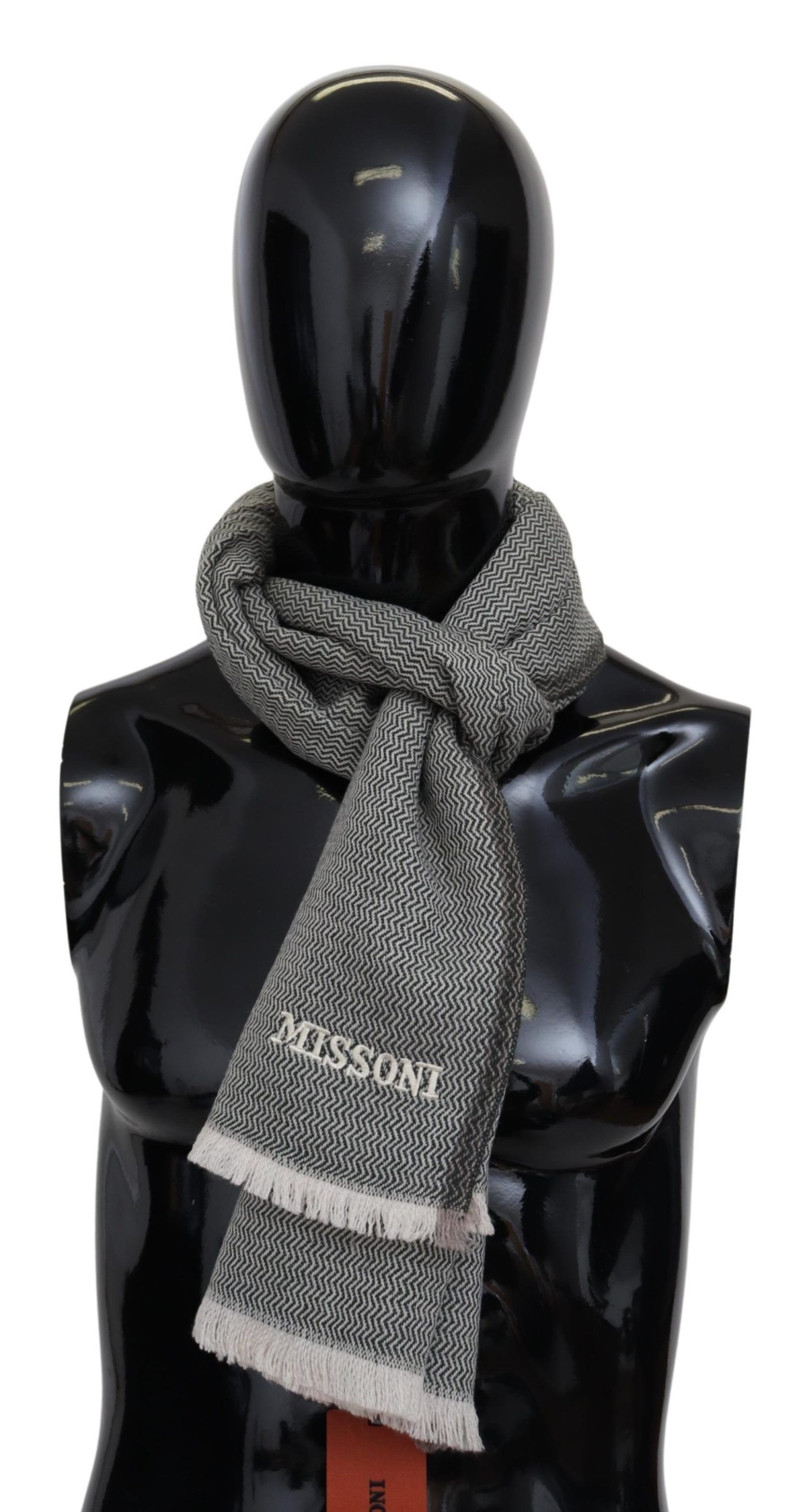 

Мягкий кашемировый шарф с узором «зигзаг» серого цвета Missoni