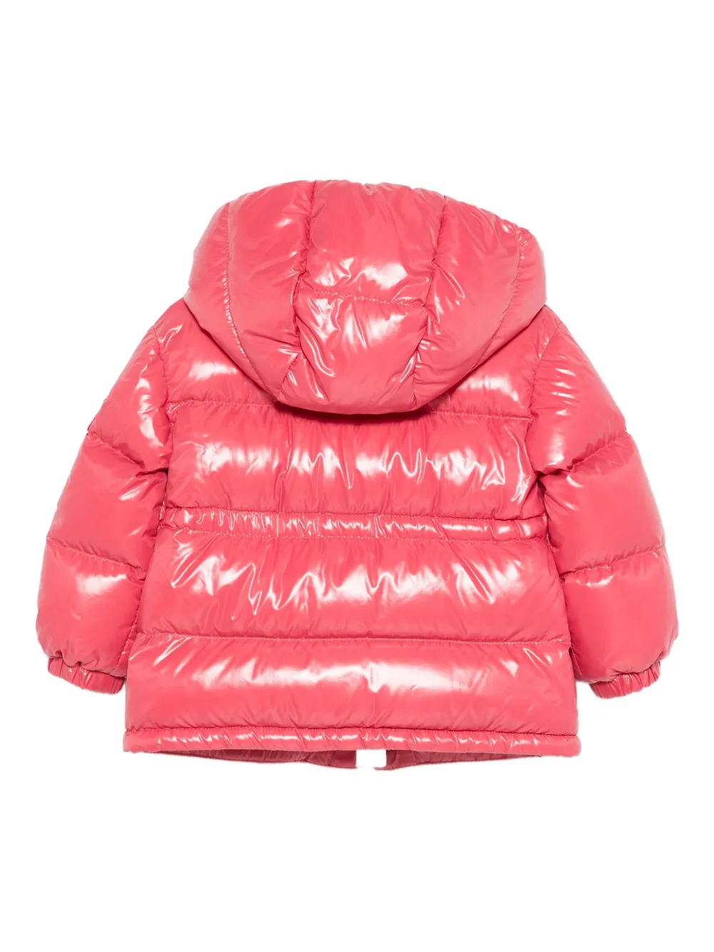 Блестящая стеганая куртка с капюшоном Moncler Enfant, розовый — фото 2