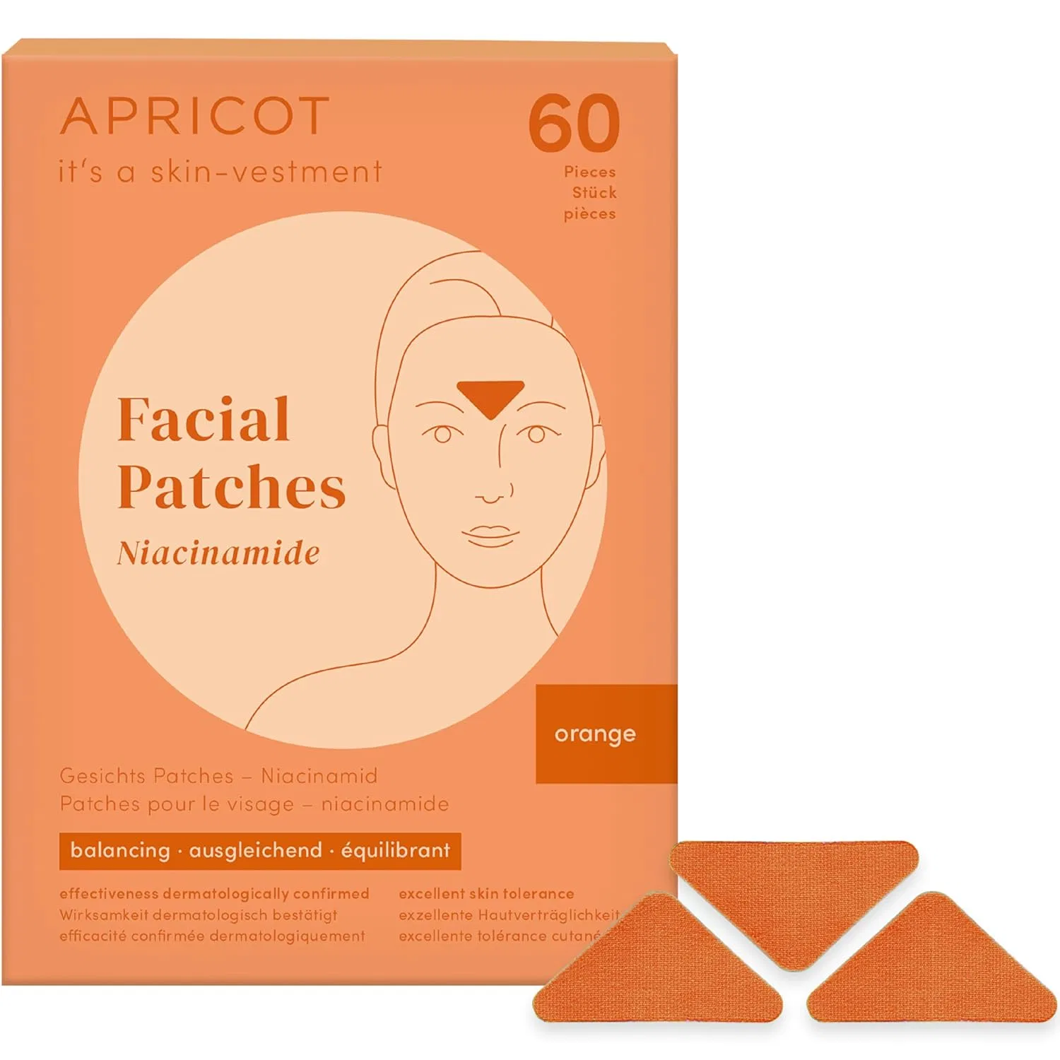 Патчи для лица от морщин APRICOT с ниацинамидом, 60 шт. Apricot Beauty & Healthcare, Niacinamide For Oily Or Large-Pored Skin
