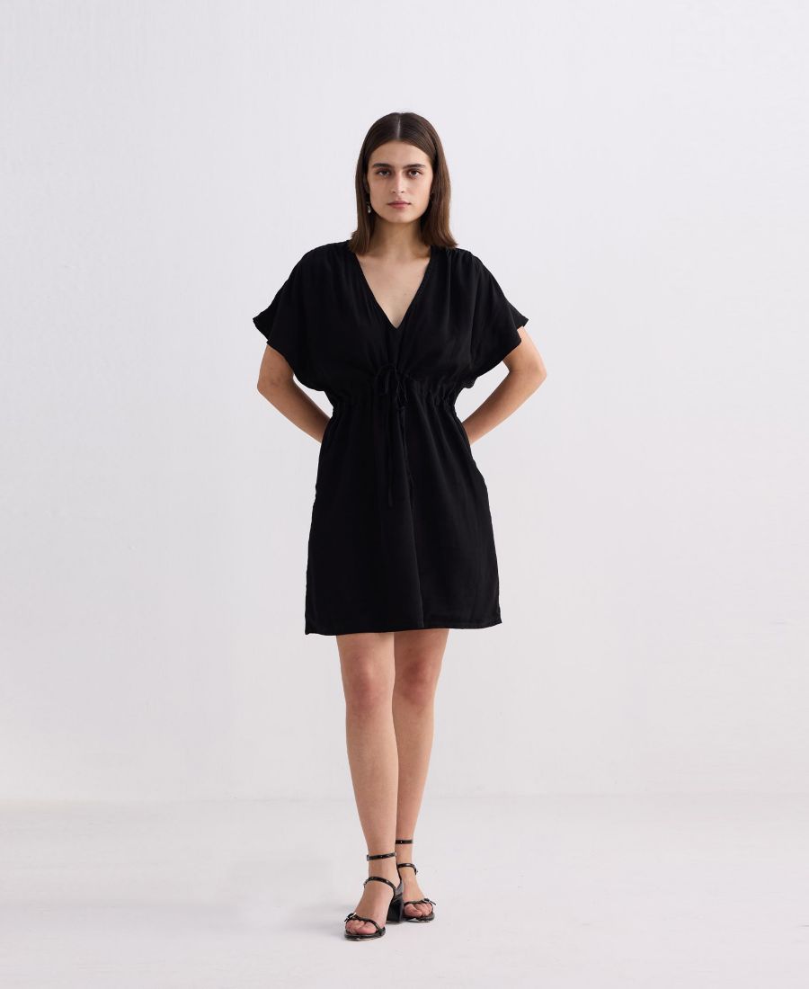 

Женское короткое платье с присборенной юбкой, черное Reistor, Black