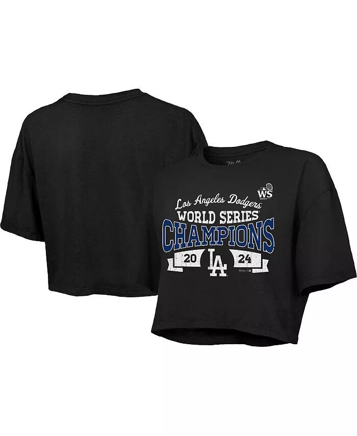 

Женская черная футболка Los Angeles Dodgers 2024 World Series Champions, свободная укороченная Majestic